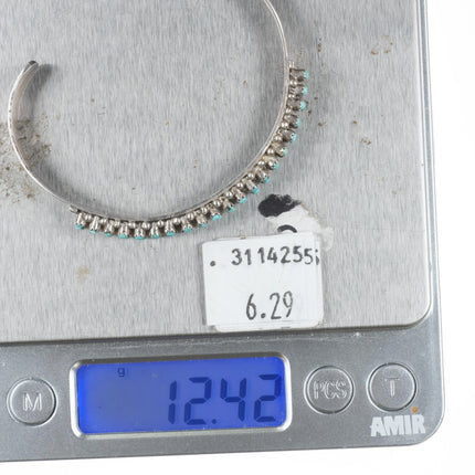 6" P Dishta Zuni Snake Eye turquoise double row cuff bracelet sterling silver