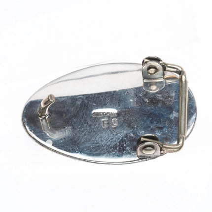 ED Retro Southwestern sterling silver lg stone Royston turquoise belt buckle
