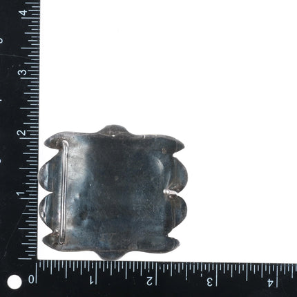 40's-50's Zuni cast sterling silver Morenci turquoise cluster belt buckle