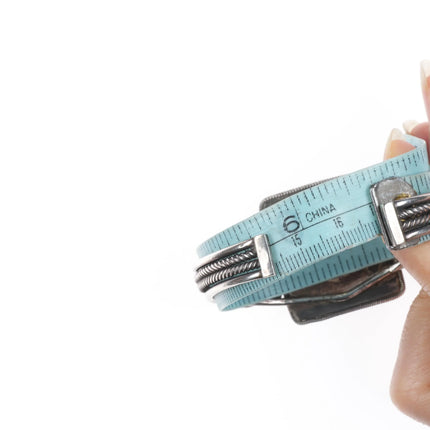 6.6" 30's-40's Navajo petrified wood twisted sterling silver wire cuff bracelet - Estate Fresh Austin