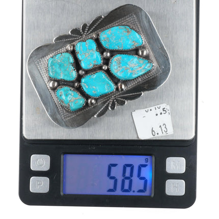 Vintage Eugene Yvonne Mahooty Zuni Sterling silver turquoise nugget belt buckle - Estate Fresh Austin