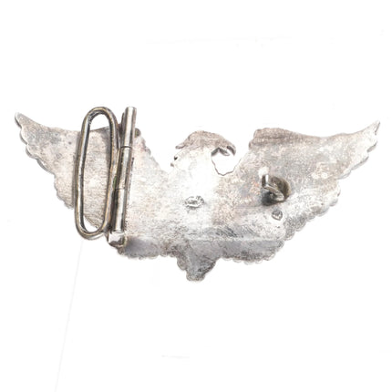 Vintage Mexican sterling silver Eagle belt buckle with chrysocolla stone - Estate Fresh Austin