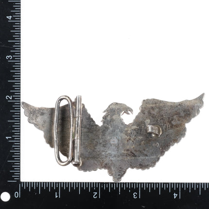 Vintage Mexican sterling silver Eagle belt buckle with chrysocolla stone - Estate Fresh Austin