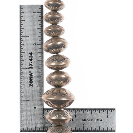 27" Leo Yazzie Navajo pearls necklace Hand stamped Sterling silver beaded - Estate Fresh Austin