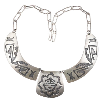 Vintage Navajo Overlay sterling silver overlay bib necklace sunface - Estate Fresh Austin