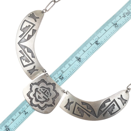 Vintage Navajo Overlay sterling silver overlay bib necklace sunface - Estate Fresh Austin
