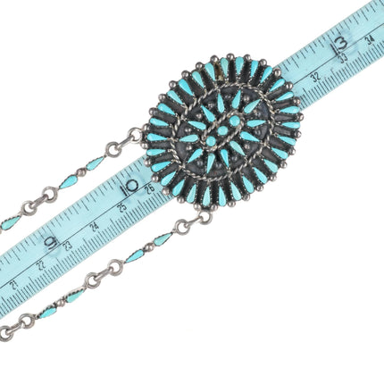 Vintage BY Turquoise Cluster sterling silver pendant necklace possibly Zuni - Estate Fresh Austin