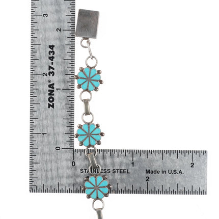 6.5" ECY Zuni sterling silver turquoise flush inlay link bracelet - Estate Fresh Austin