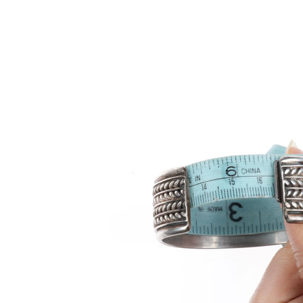 6.5" Tom Hawk Navajo sterling silver wide band twisted wire cuff bracelet - Estate Fresh Austin