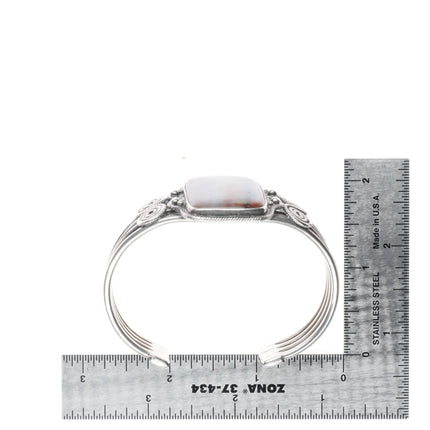 6.7" 30's-40's Navajo sterling silver petrified wood twisted wire cuff bracelet - Estate Fresh Austin