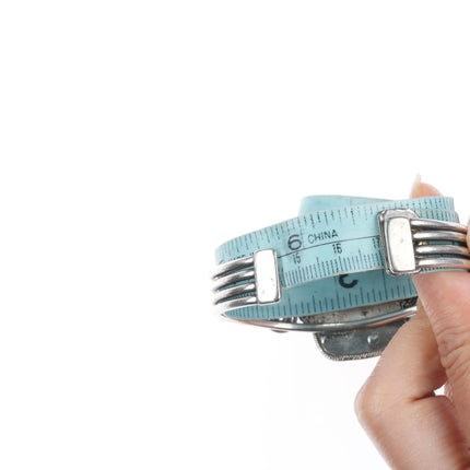 6.7" 30's-40's Navajo sterling silver petrified wood twisted wire cuff bracelet - Estate Fresh Austin