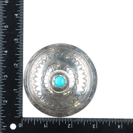 Jeffrey Castillo Navajo hand stamped sterling silver/turquoise jar w/lid