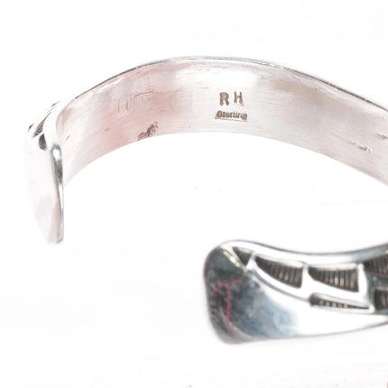7" Huge Randy Hoskie Navajo carinated sterling silver hand stamped cuff bracelet