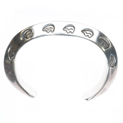 7" Huge Randy Hoskie Navajo carinated sterling silver hand stamped cuff bracelet