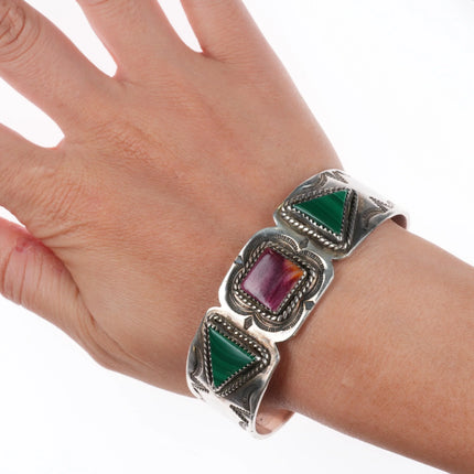 7" Alice McShirley Navajo sterling silver spiny oyster cuff bracelet
