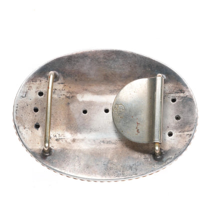 Vintage Sterling silver Diablo Big hand engraved horse heads trophy belt buckle