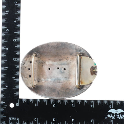 Vintage Sterling silver Diablo Big hand engraved horse heads trophy belt buckle