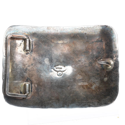 Big Vintage Southwestern sterling silver green Cerrillos turquoise belt buckle