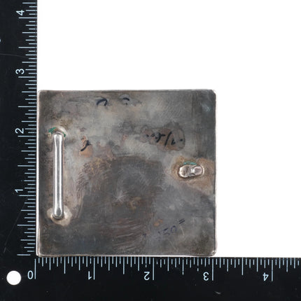 Big Vintage Southwestern sterling silver waterweb turquoise belt buckle