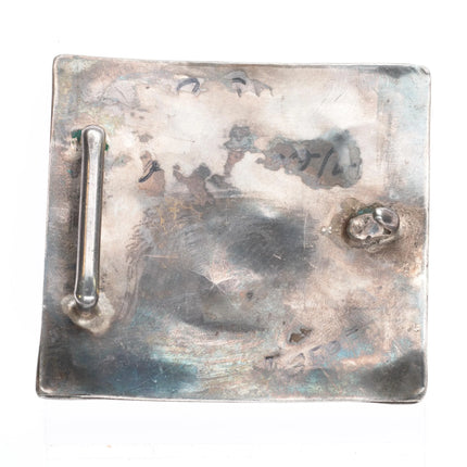 Big Vintage Southwestern sterling silver waterweb turquoise belt buckle
