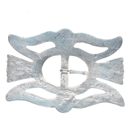 Vintage Navajo cast sterling silver belt buckle w/ nice turquoise