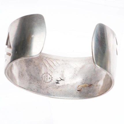 6.1" Hubert Yowytewa Hopi Overlay water waves cuff bracelet sterling silver