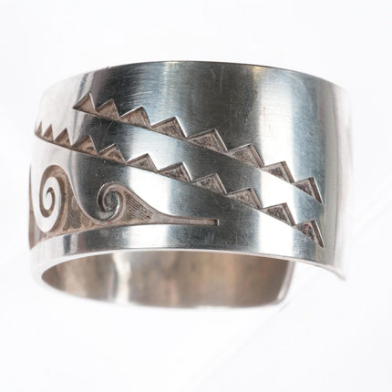 6.1" Hubert Yowytewa Hopi Overlay water waves cuff bracelet sterling silver