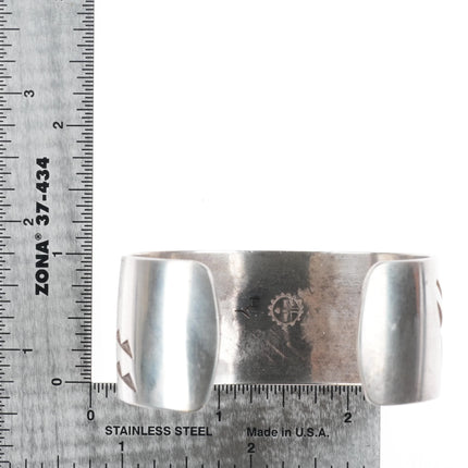 6.1" Hubert Yowytewa Hopi Overlay water waves cuff bracelet sterling silver