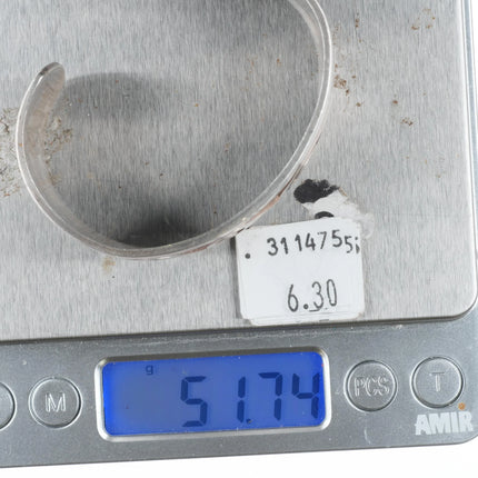 6.1" Hubert Yowytewa Hopi Overlay water waves cuff bracelet sterling silver