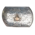 Vintage Sterling silver Ricardo Masonic hand engraved  belt buckle