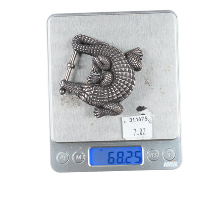 Vintage Barry Kieselstein Cord Sterling silver Alligator belt buckle