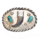 Vintage Navajo sterling silver turquoise faux claw belt buckle rope rim - Estate Fresh Austin
