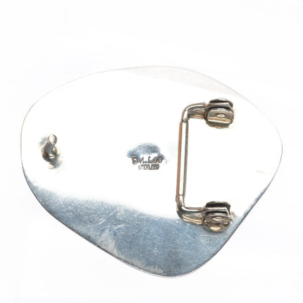 Vintage DM Lee Navajo sterling silver boulder Royston turquoise belt buckle - Estate Fresh Austin