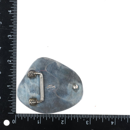 Vintage DM Lee Navajo sterling silver boulder Royston turquoise belt buckle - Estate Fresh Austin