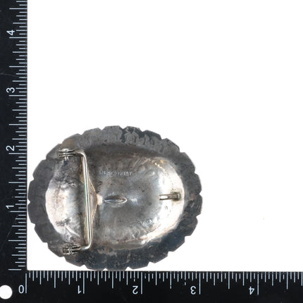 Jennny Blackgoat Navajo sterling silver hand stamped concho belt buckle - Estate Fresh Austin