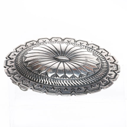 Jennny Blackgoat Navajo sterling silver hand stamped concho belt buckle - Estate Fresh Austin