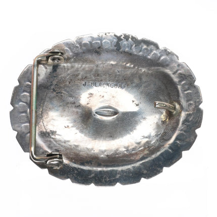 Jennny Blackgoat Navajo sterling silver hand stamped concho belt buckle - Estate Fresh Austin
