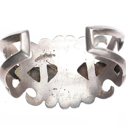 6.1" c1940's Candelaria spiderweb turquoise cast sterling silver cuff bracelet - Estate Fresh Austin