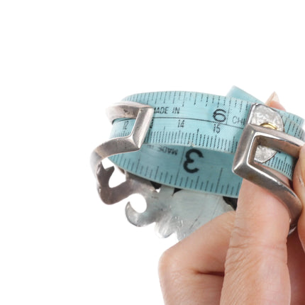 6.1" c1940's Candelaria spiderweb turquoise cast sterling silver cuff bracelet - Estate Fresh Austin