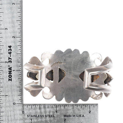 6.1" c1940's Candelaria spiderweb turquoise cast sterling silver cuff bracelet - Estate Fresh Austin