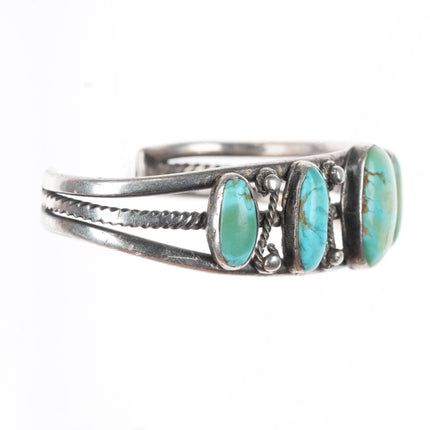 6" 20's-30's Navajo ingot silver row cuff bracelet w/fancy twisted wire - Estate Fresh Austin