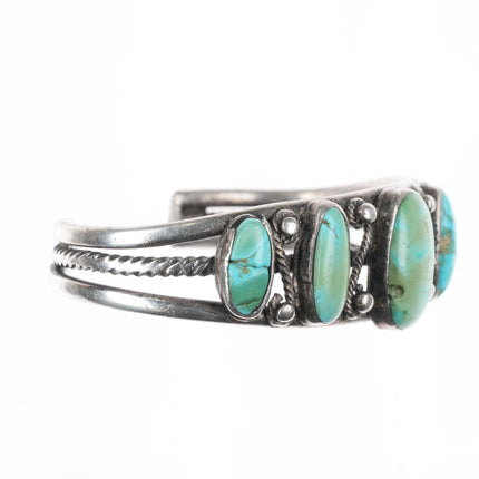 6" 20's-30's Navajo ingot silver row cuff bracelet w/fancy twisted wire - Estate Fresh Austin
