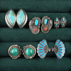 Navajo, Zuni, Barse, Siam Sterling silver, turquoise, coral clip-on earrings - Estate Fresh Austin
