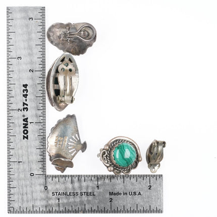 Navajo, Zuni, Barse, Siam Sterling silver, turquoise, coral clip-on earrings - Estate Fresh Austin