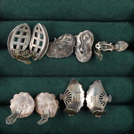 Navajo, Zuni, Barse, Siam Sterling silver, turquoise, coral clip-on earrings - Estate Fresh Austin