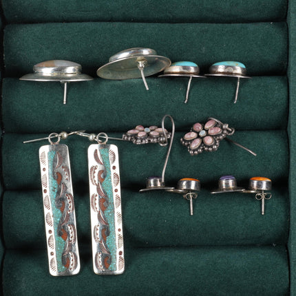 Vintage Navajo/Southwestern sterling silver multi-stone earrings collection lot - Estate Fresh Austin