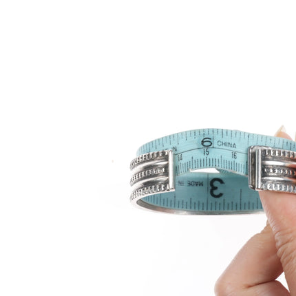 6.5" Vintage Navajo heavily stamped ingot silver cuff bracelet sterling - Estate Fresh Austin