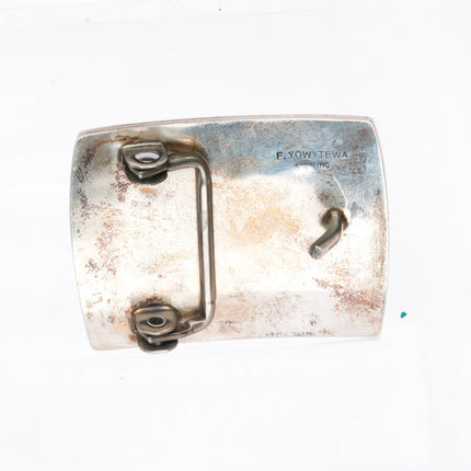 Faron Yowytewa Hopi Overlay Kokopelli belt buckle sterling silver