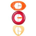3 c1940's Bakelite Belt buckle sets circular Red, Butterscotch