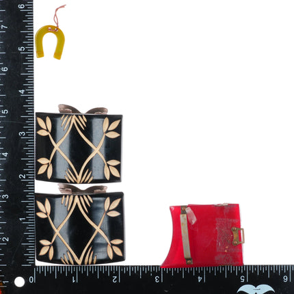 As is Lot c1940's Bakelite Belt buckle sets/pieces/etc rhinestones